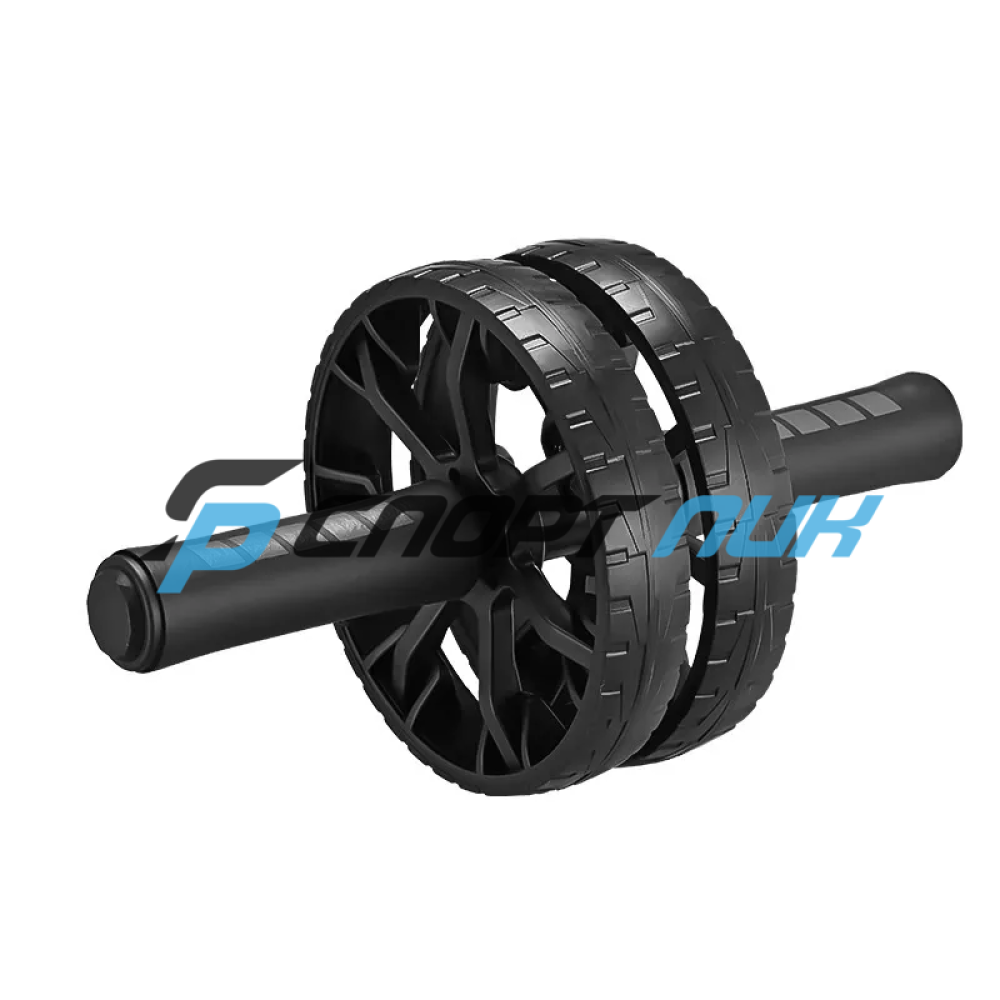 Валик гимнастический двухколесный, ручки TPR, с ковриком(Черный)