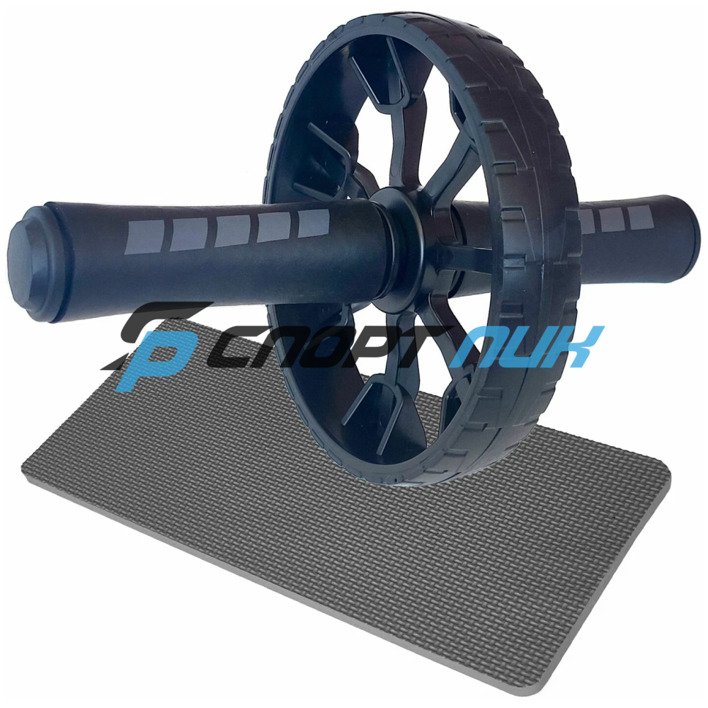 Колесо для пресса одинарное, ручки - TPR, с ковриком(Черное)