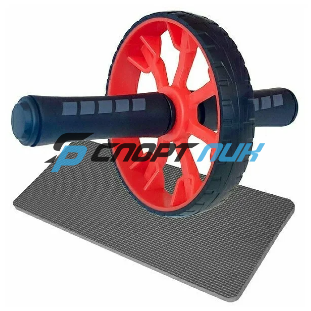 Домашний тренажер для пресса одноколесный, ручки TPR, с ковриком(Красный)