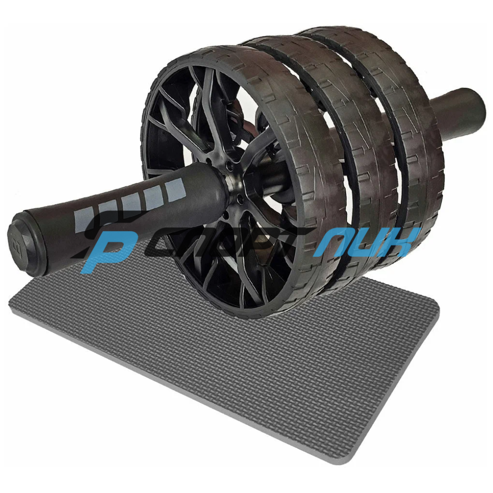 Колесо для пресса тройное, ручки TPR, с ковриком(Черное)