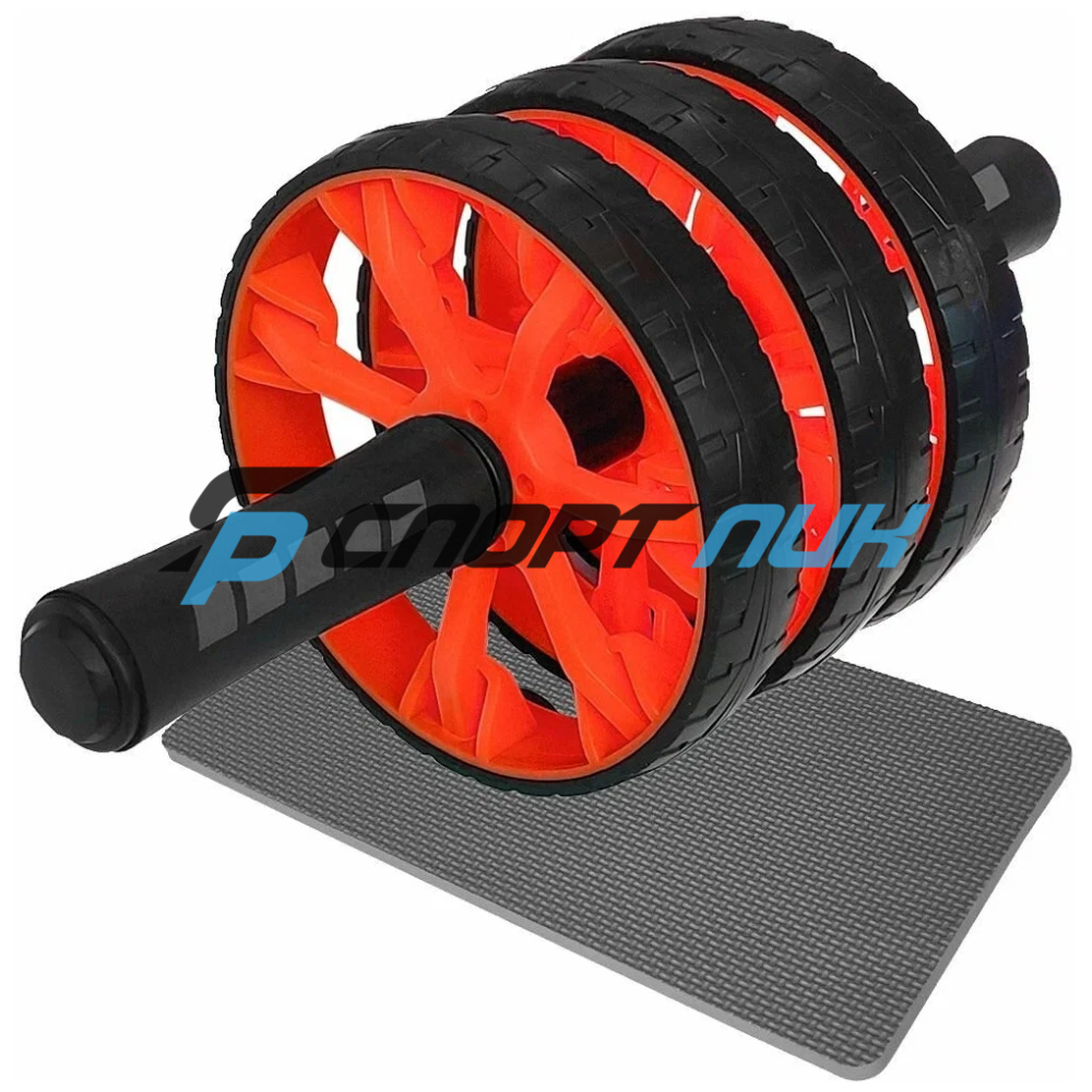 Колесико для пресса тройное, ручки TPR, с ковриком, цвет - красный